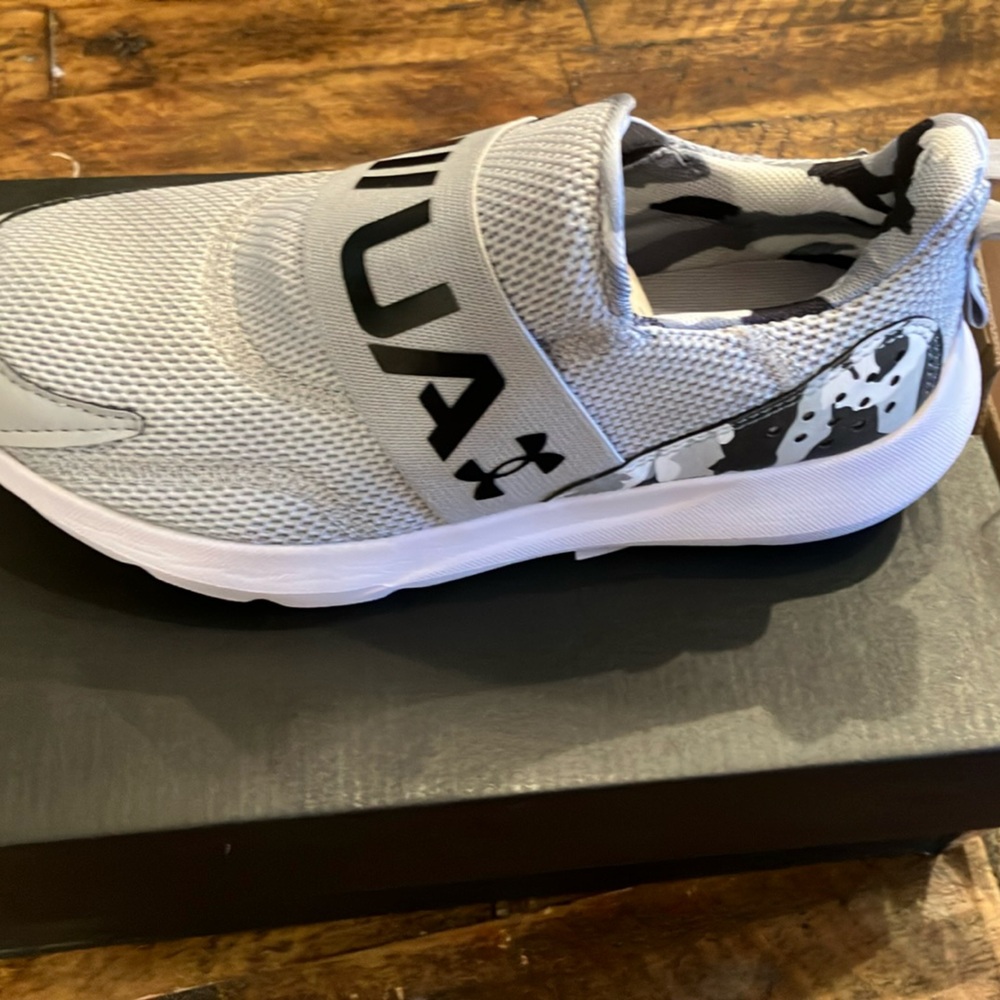 Under Armour Gray and Black Sneakers with Breathable Mesh and Elastic Strap